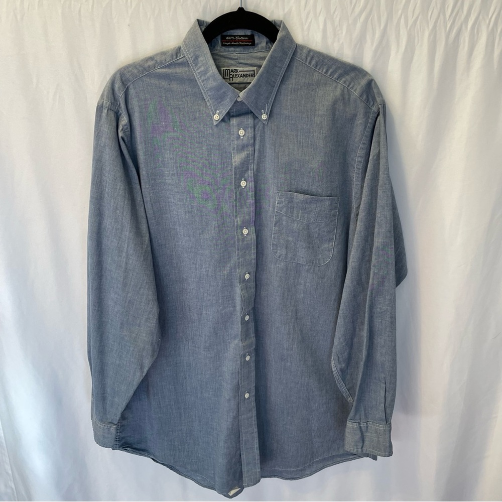 Mark Alexander Cotton Chambray Button Down Shirt 17-36 Tall Capsule Office Work